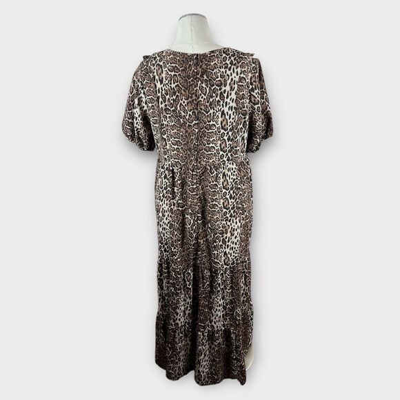 ASOS design Women's 16 Leopard Print Tiered Maxi Maternity Smocked Front Dress - Picture 4 of 9